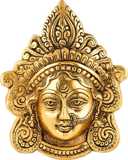 Ambika Durga Face Wall Hanging Metal Idol Showpiece - 15.24 cm  (Gold Plated, Metal, Gold)